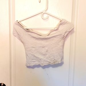 Stretchy Y2K White Off Shoulder Guess Crop Top